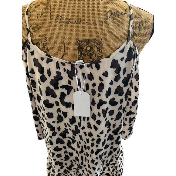 🍒 2/$20 🍒 Small NWT Black & White Cheetah Print Boho Dress, Spaghetti Strap - Picture 5 of 7